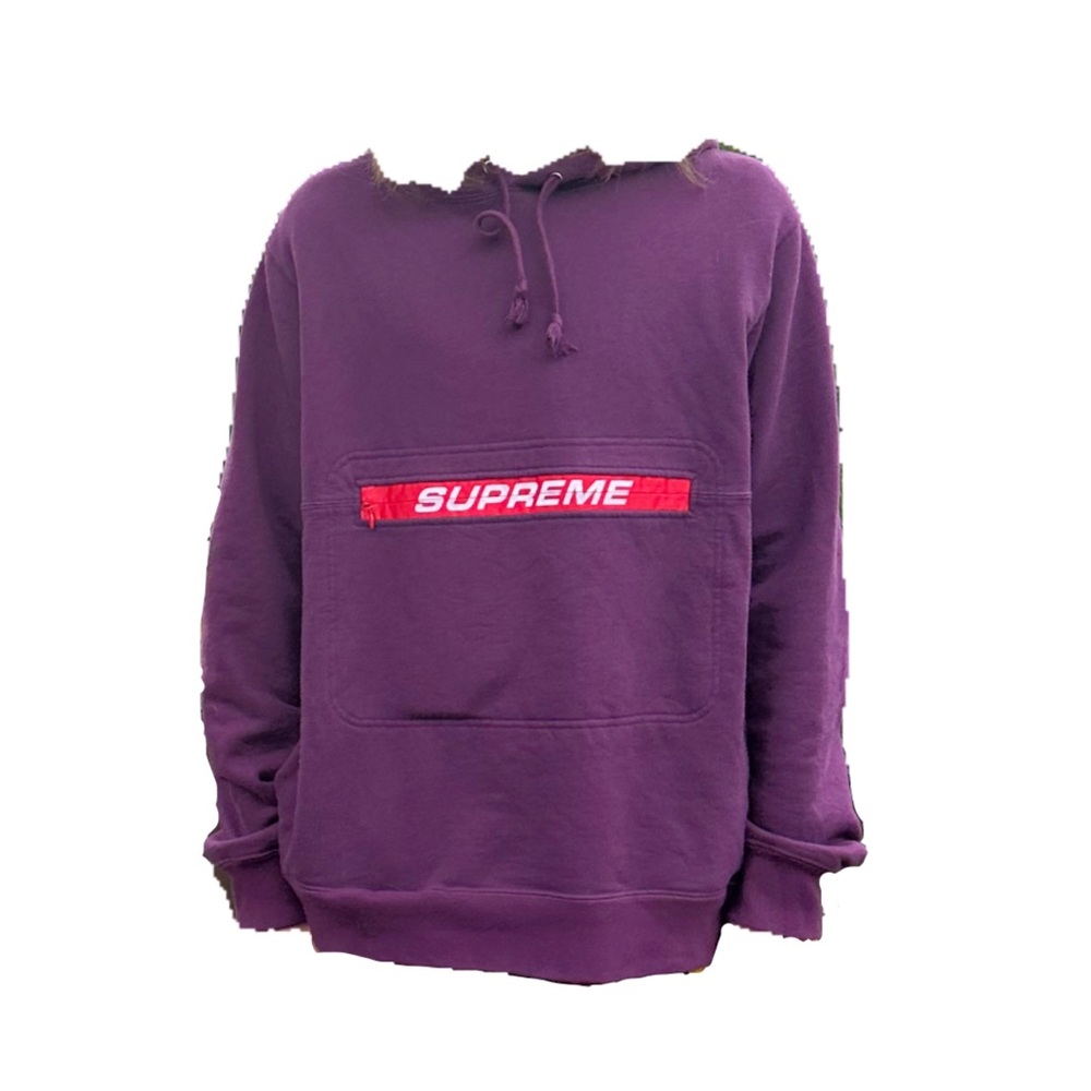Supreme Logo Hoodie w/ Zip Pocket - M/Burgundy